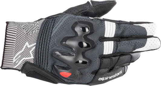 Alpinestars Morph Sport motorcycle gloves in black and white, size 2XL, with reinforced knuckles and breathable material.