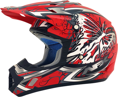Bill's Exhausts AFX FX-17Y butterfly helmet in matte Ferrari red, large size, featuring a sleek aerodynamic design.