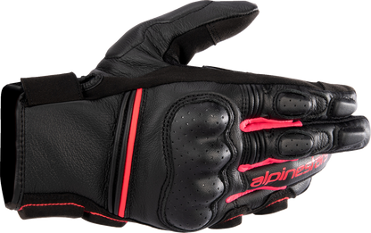 Alpinestars Women Stella Phenom motorcycle gloves in black and diva pink, XS size, featuring protective padding and breathable material.