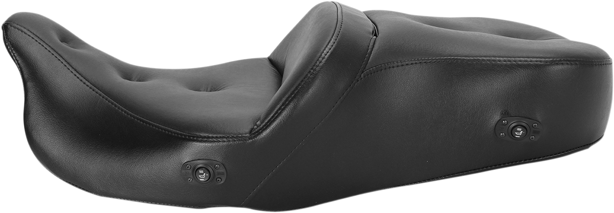 Black Saddlemen Pillow Top Roadsofa heated seat for '08-'23 FLH/FLT motorcycles, designed for comfort and durability.