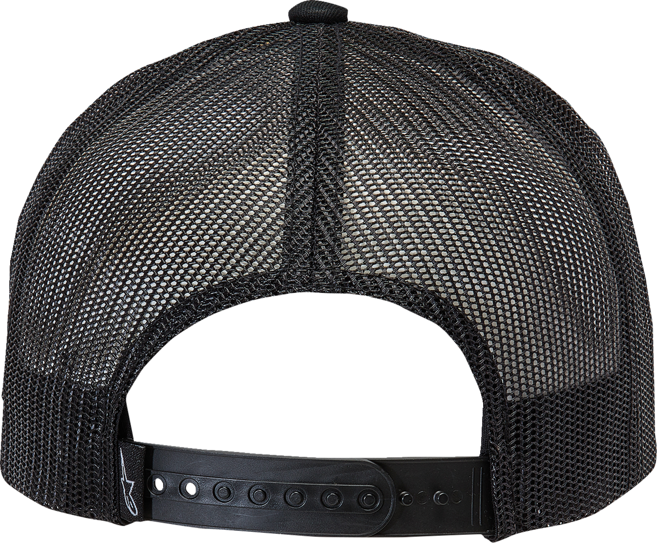 White and black ALPINESTARS Delivery Trucker Hat with bill, one size, featuring brand logo and mesh back for ventilation.