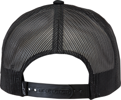 White and black ALPINESTARS Delivery Trucker Hat with bill, one size, featuring brand logo and mesh back for ventilation.