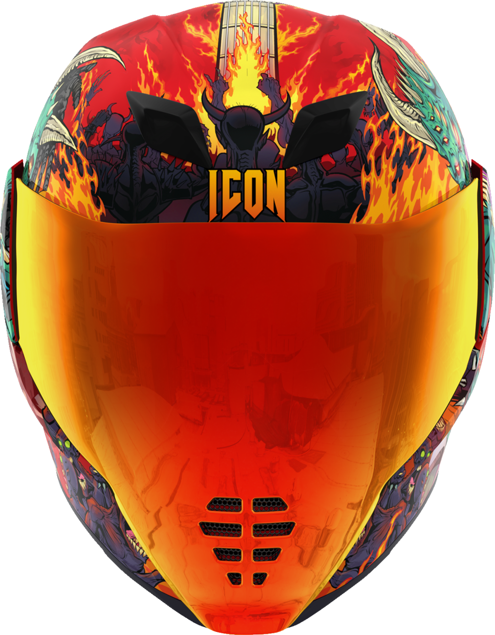 Red ICON Airflite™ MIPS helmet in Medium size, featuring a sleek aerodynamic design and ventilation openings.