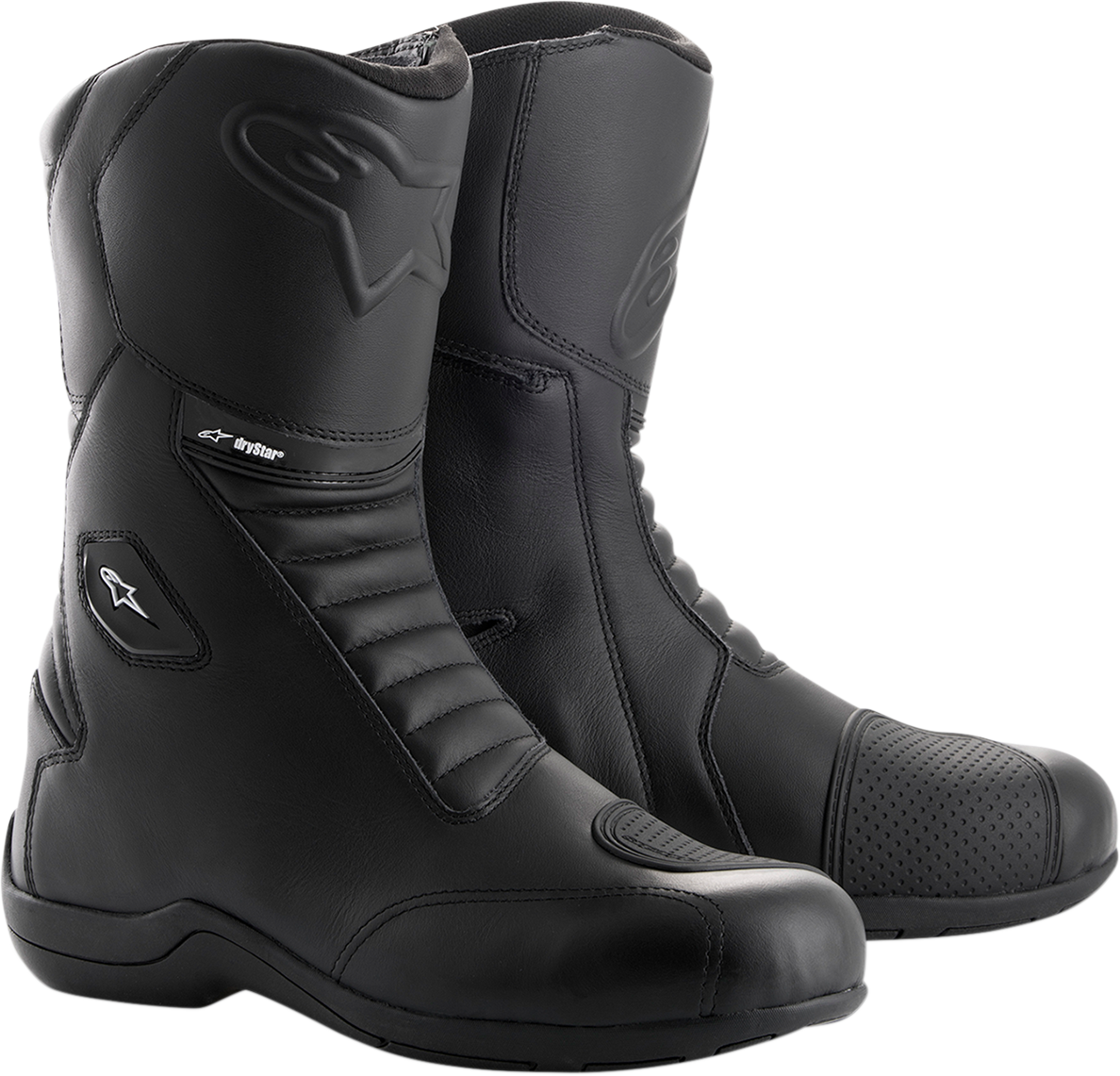 Black Alpinestars Andes v2 Drystar motorcycle boots in US 10.5 / EU 45, featuring protective design and durable materials.