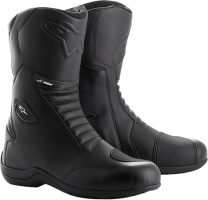 Black Alpinestars Andes v2 Drystar motorcycle boots in US 10.5 / EU 45, featuring protective design and durable materials.