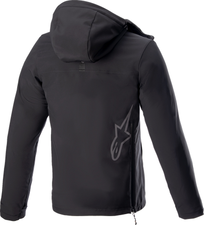 Black Alpinestars Sherpa jacket in medium, featuring a cozy fleece lining and stylish design, perfect for casual wear.