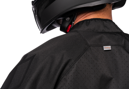 Black ICON Hooligan™ CE jacket by Bill's Exhausts, small size, showing front view with zipper and logo details.