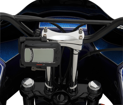 Chrome BILTWELL Risers Murdock 10-inch handlebars for motorcycles, featuring sleek, polished metal design.