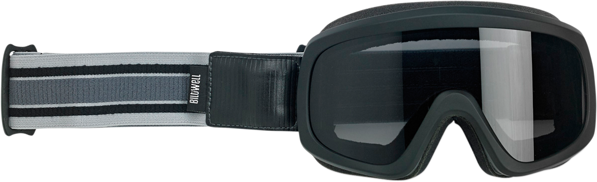 BILTWELL Overland 2.0 Racer goggles in black and gray with clear lenses, designed for motorcycle riding and outdoor protection