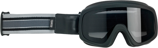 BILTWELL Overland 2.0 Racer goggles in black and gray with clear lenses, designed for motorcycle riding and outdoor protection