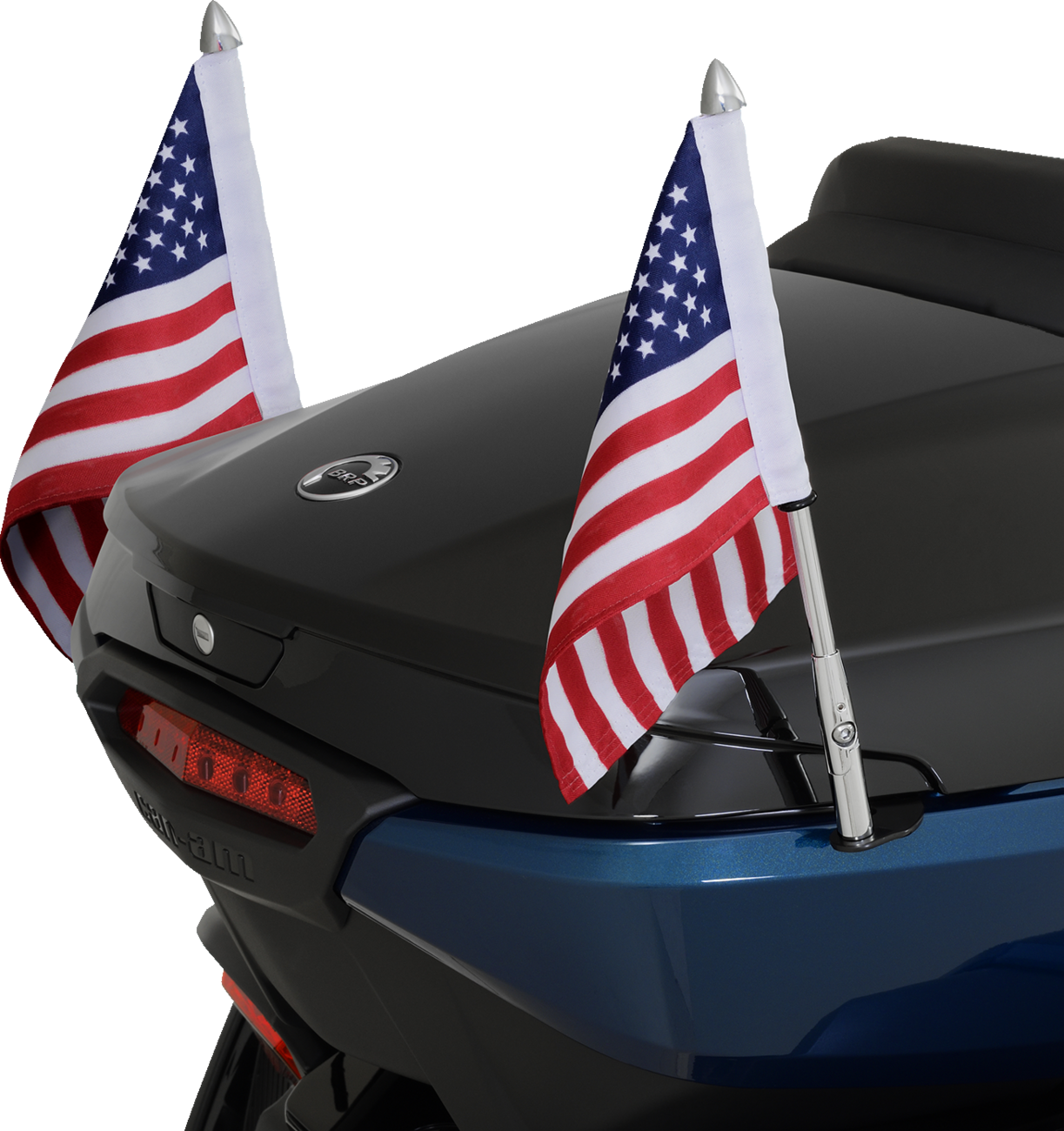Bill's Exhausts SHOW CHROME Folding Flag Pole - Left 41-203L engine part with chrome finish and folding design.