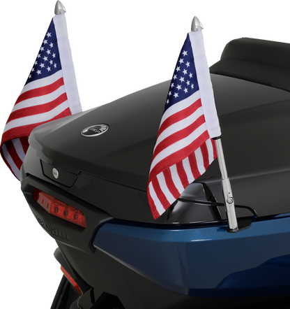 Bill's Exhausts SHOW CHROME Folding Flag Pole - Left 41-203L engine part with chrome finish and folding design.