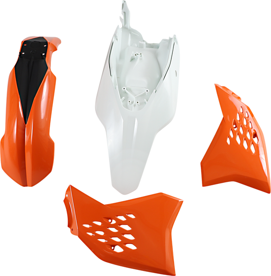 Acerbis standard replacement body kit for motorcycles, shown in the image with parts labeled for OEM '12 models.