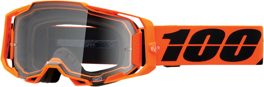 Bill's Exhausts 100% Armega CW2 goggles with clear lens, lightweight design, and secure fit for optimal eye protection.