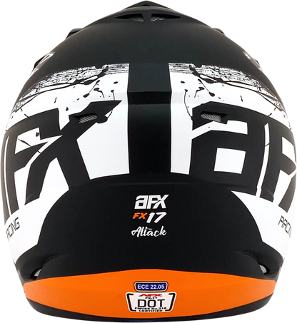 Bill's Exhausts AFX FX-17 Attack helmet in matte black and orange, XS size, with a sleek, aerodynamic design.