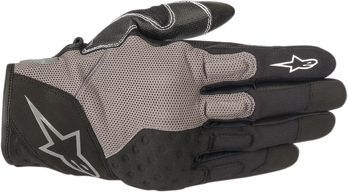 Alpinestars Crossland black motorcycle gloves in 2XL size, showing durable leather and protective features.