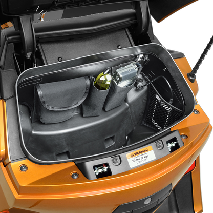 Bill's Exhausts SHOW CHROME engine trunk organizer H41-150BK with multiple compartments for vehicle storage.