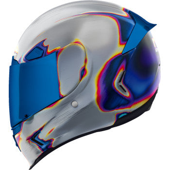 Silver ICON Airframe Pro™ Re-Entry helmet in XS size, featuring aerodynamic design and ventilation for motorcycle riders.