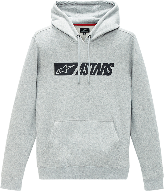 Alpinestars Reblaze hoodie in Heather Gray and Black, medium size, featuring a stylish casual hoodie with front pocket and logo details.
