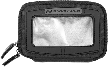 Bill's Exhausts SADDLEMEN E-Pak tank bag for motorcycles, shown mounted on a bike seat with secure straps and storage compartments.