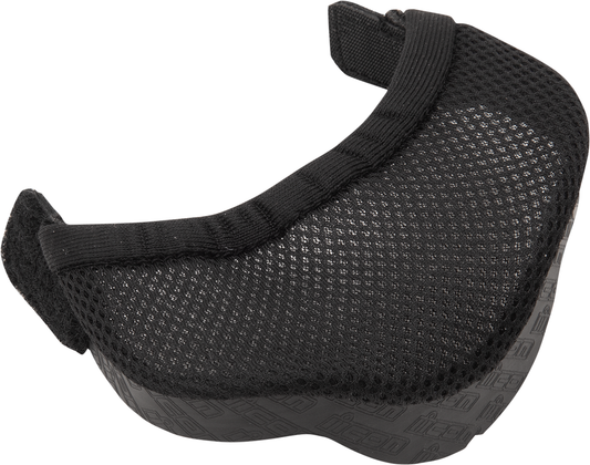 Gray ICON Variant Pro™ Chin Curtain for helmets, designed to fit Bill's Exhausts helmets, with a snug fit and durable material.