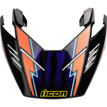Orange ICON Elsinore Peak helmet part, Rad Dawn design, in size M-L, with visible vents and branding details.