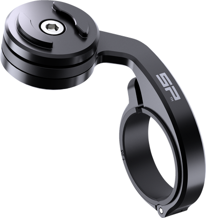 SP CONNECT Handlebar Mount Pro for MTB bikes, compatible with smartphones, shown attached to a mountain bike handlebar.