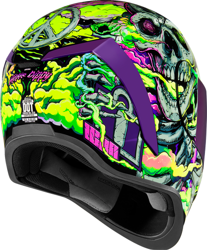 Purple ICON Airform™ Helmet Hippy Dippy style in small size, featuring vibrant colors and sleek design, ideal for motorcycle riders.