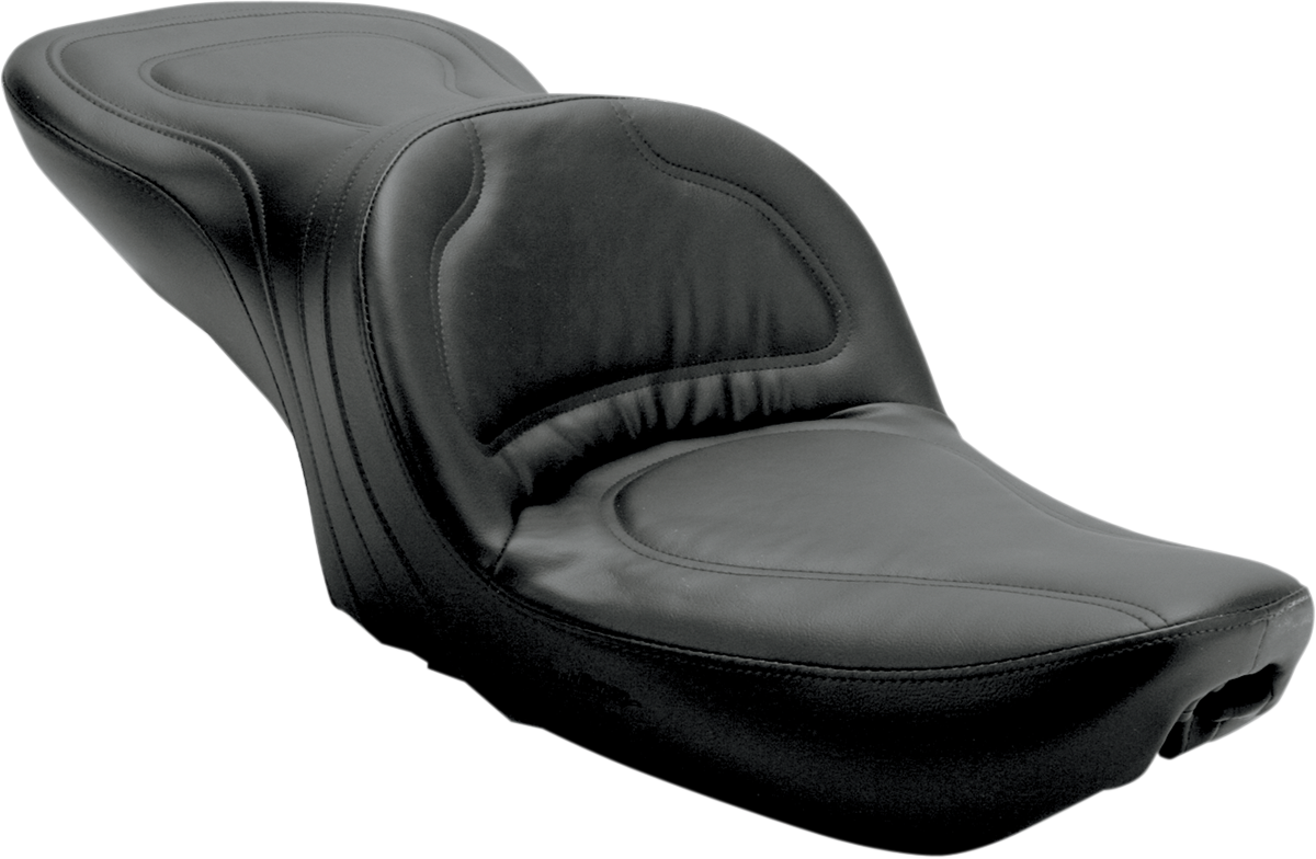 Black Saddlemen Explorer seat for Dyna 8950JS, stitched design, without backrest, designed for comfortable motorcycle riding