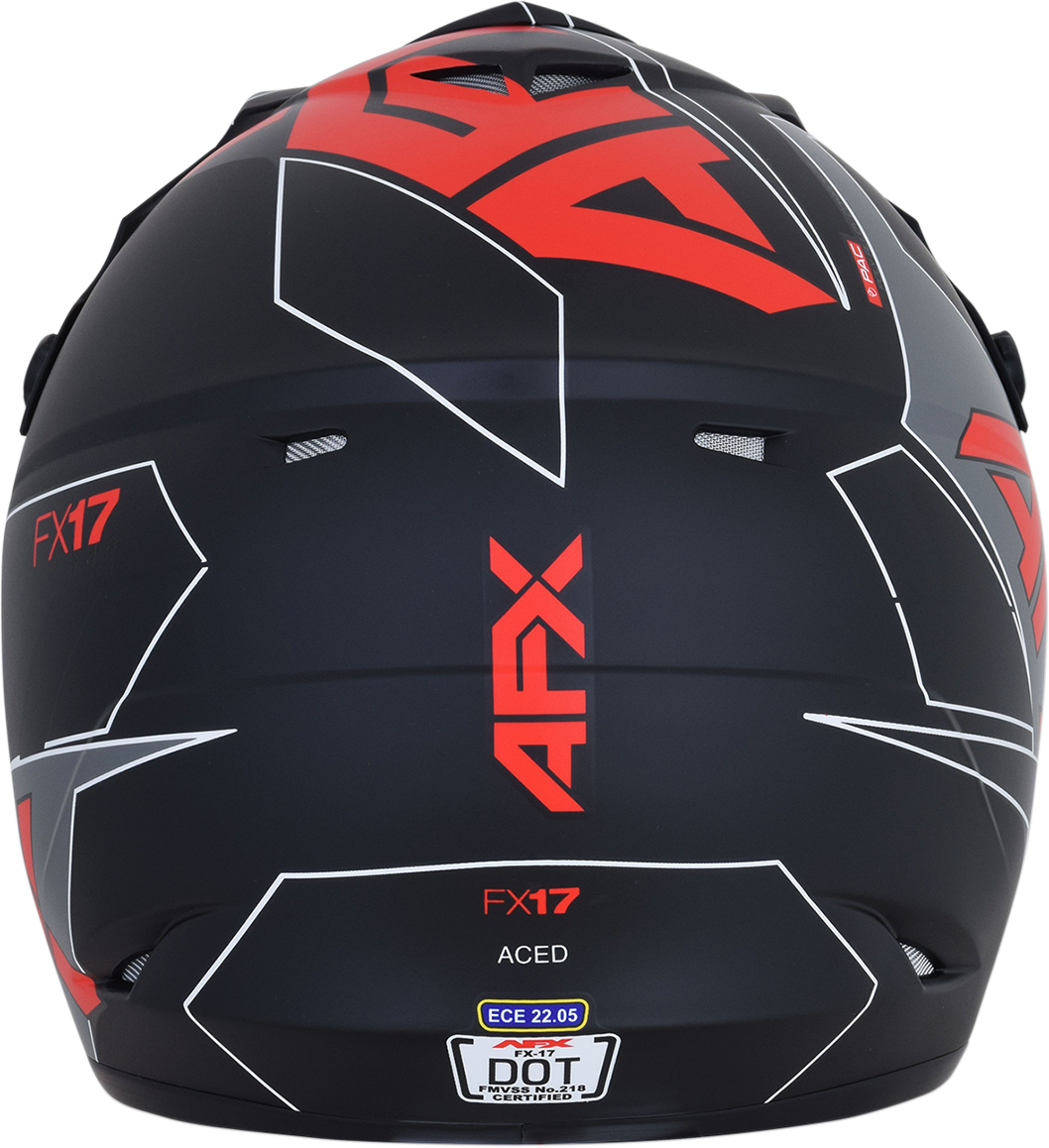 Matte black and red AFX FX-17 helmet in XL size, featuring aerodynamic design and clear visor, by Bill's Exhausts.