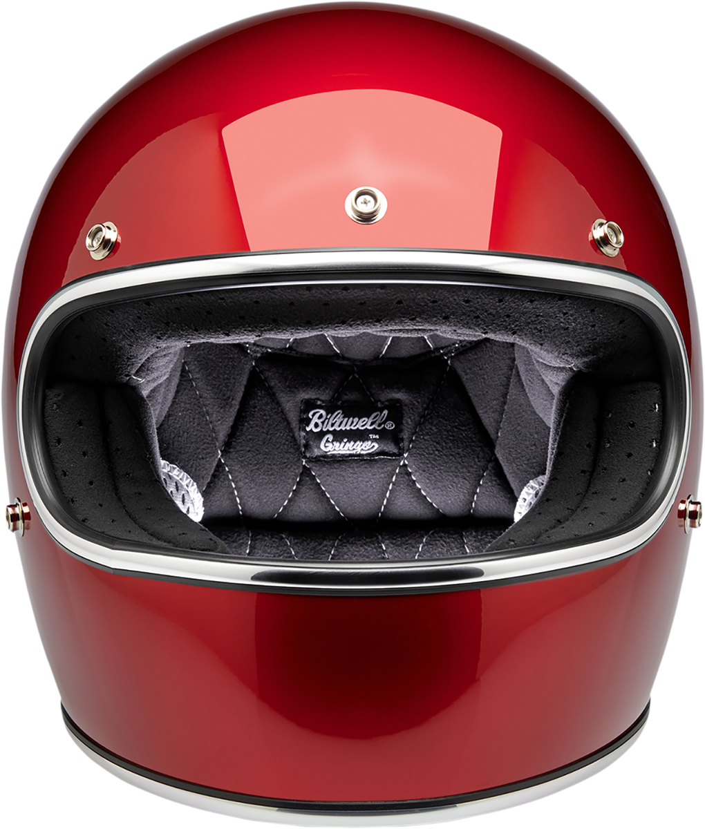 BILTWELL Gringo helmet in metallic cherry red with small size, featuring a sleek motorcycle helmet design by Bill's Exhausts