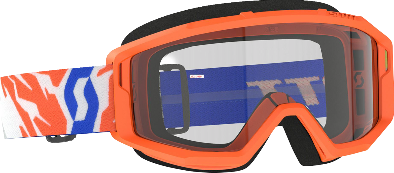 Scott Youth Primal goggles in orange with clear lenses, designed for active sports and outdoor use.