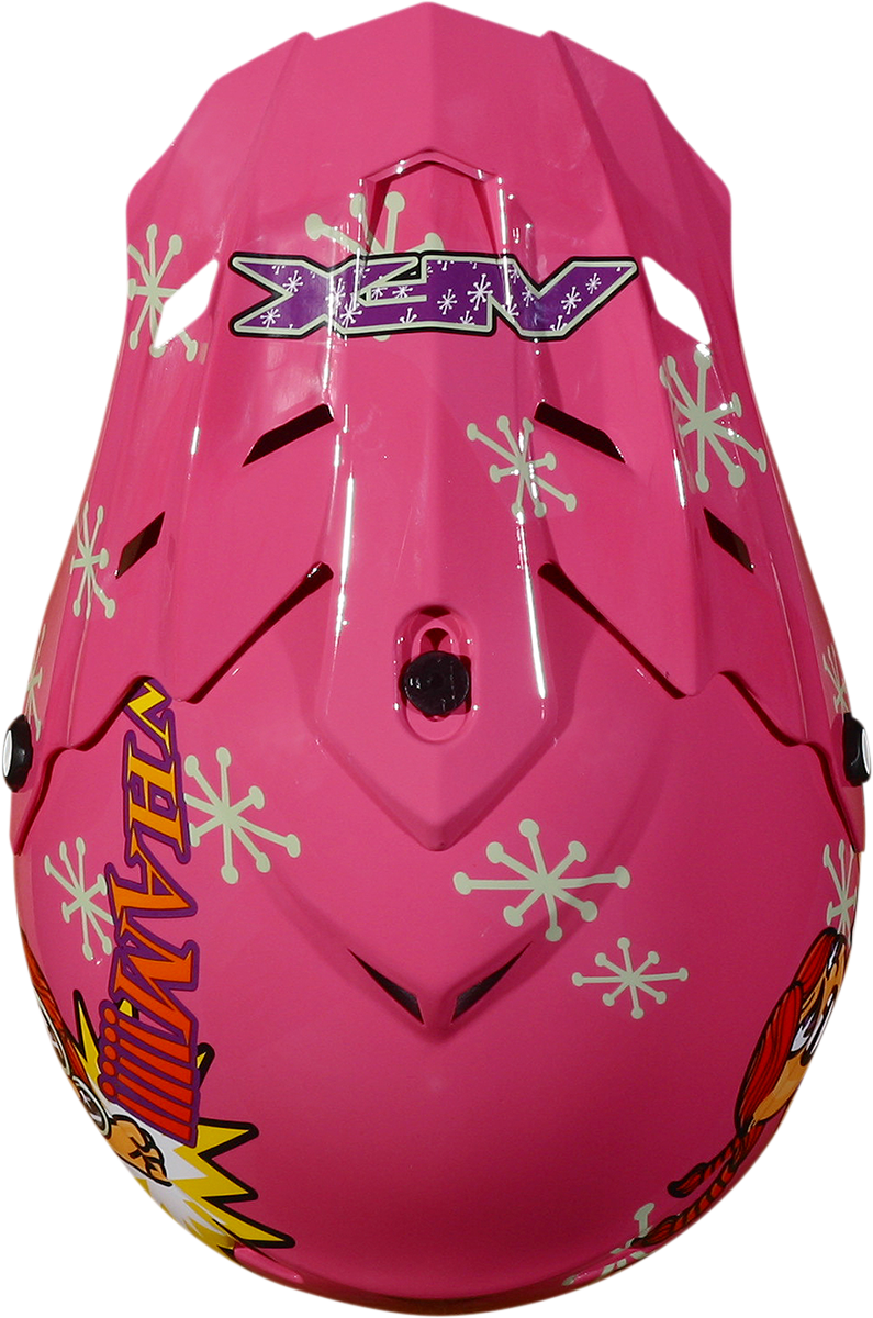 Bill's Exhausts AFX FX-17Y Peak Rocket Girl protective gear in vibrant color, designed for motorcycle safety and style.