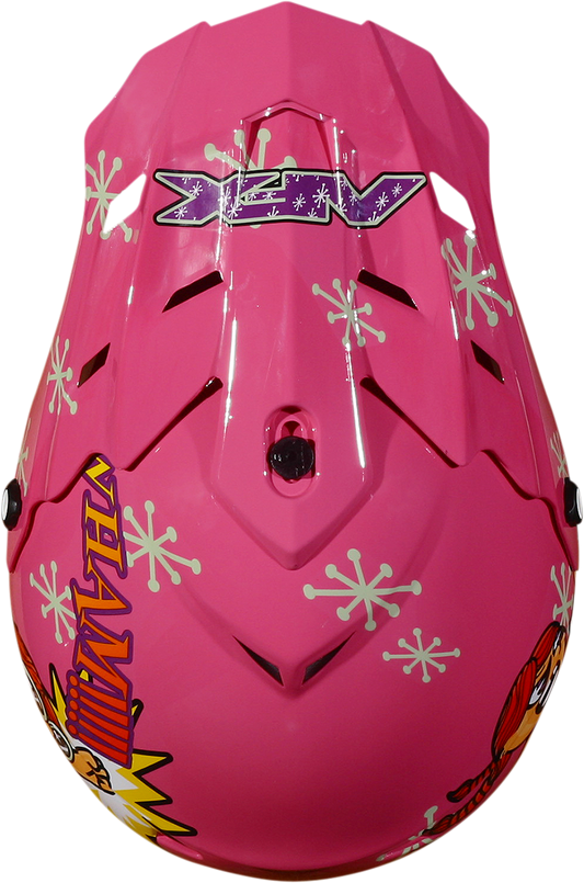 Bill's Exhausts AFX FX-17Y Peak Rocket Girl protective gear in vibrant color, designed for motorcycle safety and style.