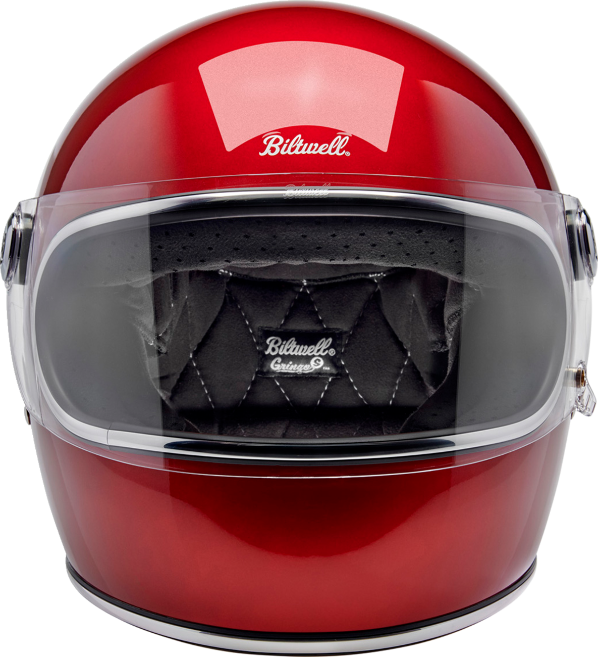 BILTWELL Gringo S helmet in metallic cherry red, medium size, with smooth glossy finish and aerodynamic design for motorcycle riding
