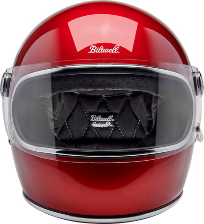BILTWELL Gringo S helmet in metallic cherry red, medium size, with smooth glossy finish and aerodynamic design for motorcycle riding