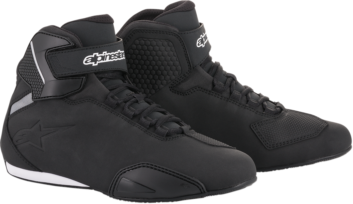 Black Alpinestars Sektor shoes with sleek design, US 8.5 size, featuring durable material and sporty style.