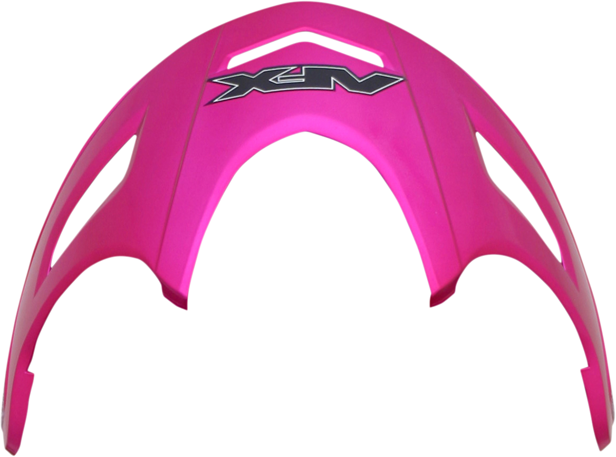 Bill's Exhausts AFX FX-50 Peak Fuchsia protective gear showing the vibrant fuchsia helmet with face shield and ventilation details.