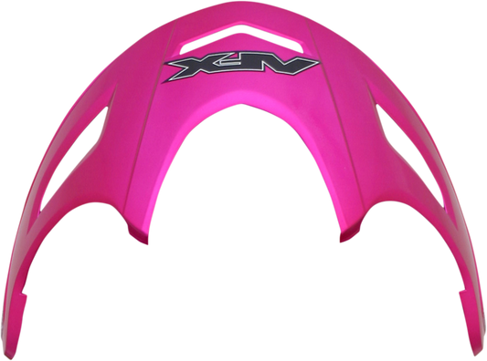Bill's Exhausts AFX FX-50 Peak Fuchsia protective gear showing the vibrant fuchsia helmet with face shield and ventilation details.