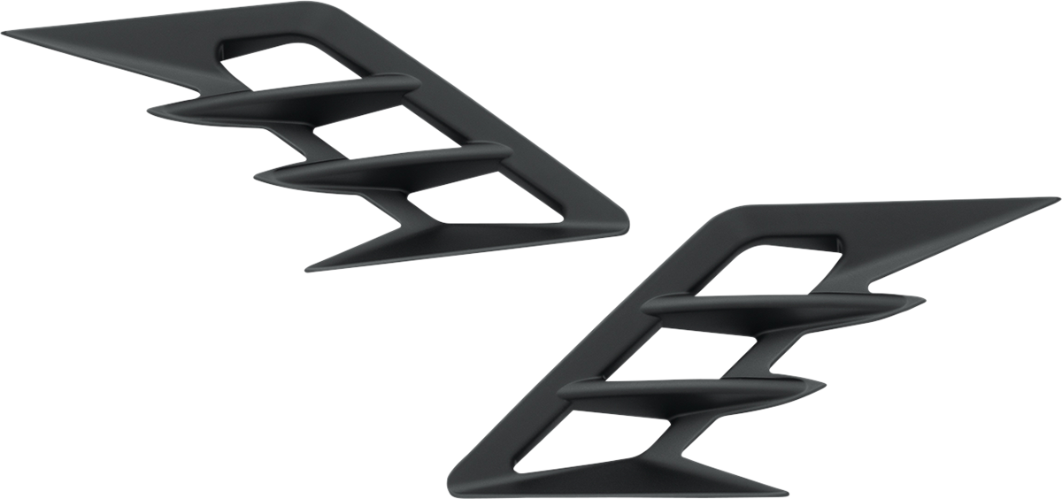 Show Chrome front fender vent filler accent in satin black for engine upgrade, featuring Bill's Exhausts branding.