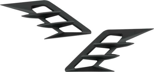 Show Chrome front fender vent filler accent in satin black for engine upgrade, featuring Bill's Exhausts branding.