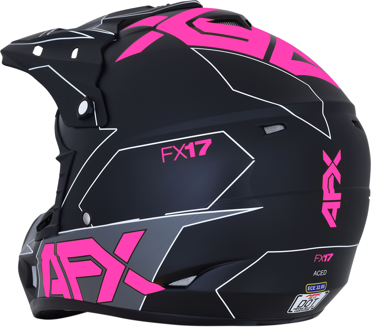 Bill's Exhausts AFX FX-17 helmet in matte black and pink, XL size, with a sleek aerodynamic design and clear visor.