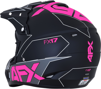 Bill's Exhausts AFX FX-17 helmet in matte black and pink, XL size, with a sleek aerodynamic design and clear visor.