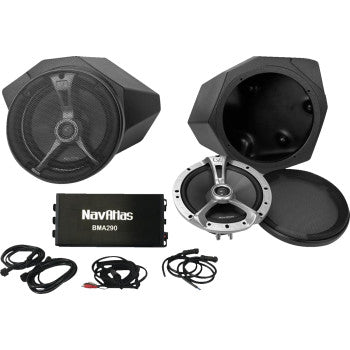 NAVATLAS Kick Panel Speaker Kit for Maverick X3 2022-2023, 6.5-inch speaker panels with installed speakers, by Bill's Exhausts.