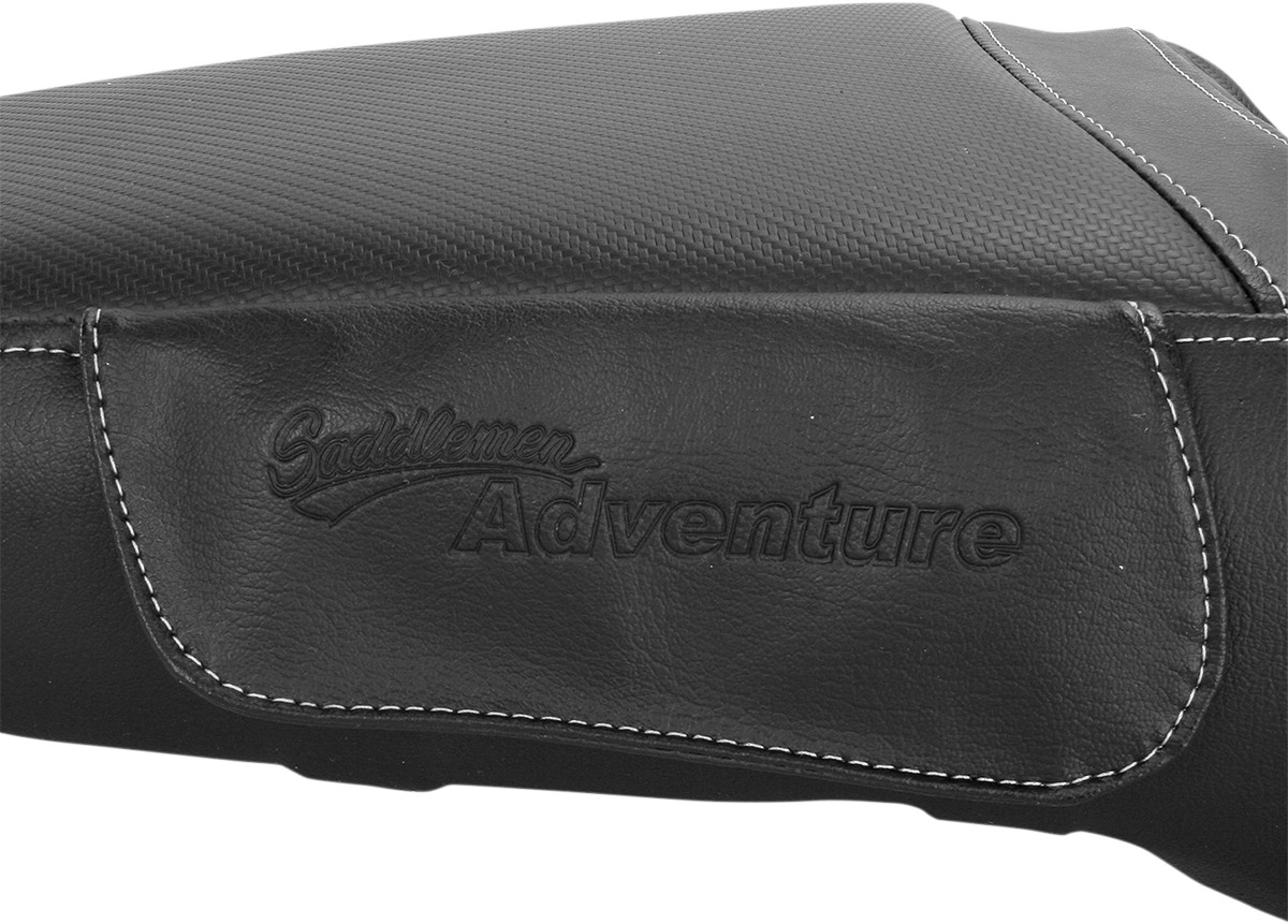 Black SADDLEMEN Adventure Tour Seat for Tiger 800, stitched one-piece standard motorcycle seat by Bill's Exhausts.