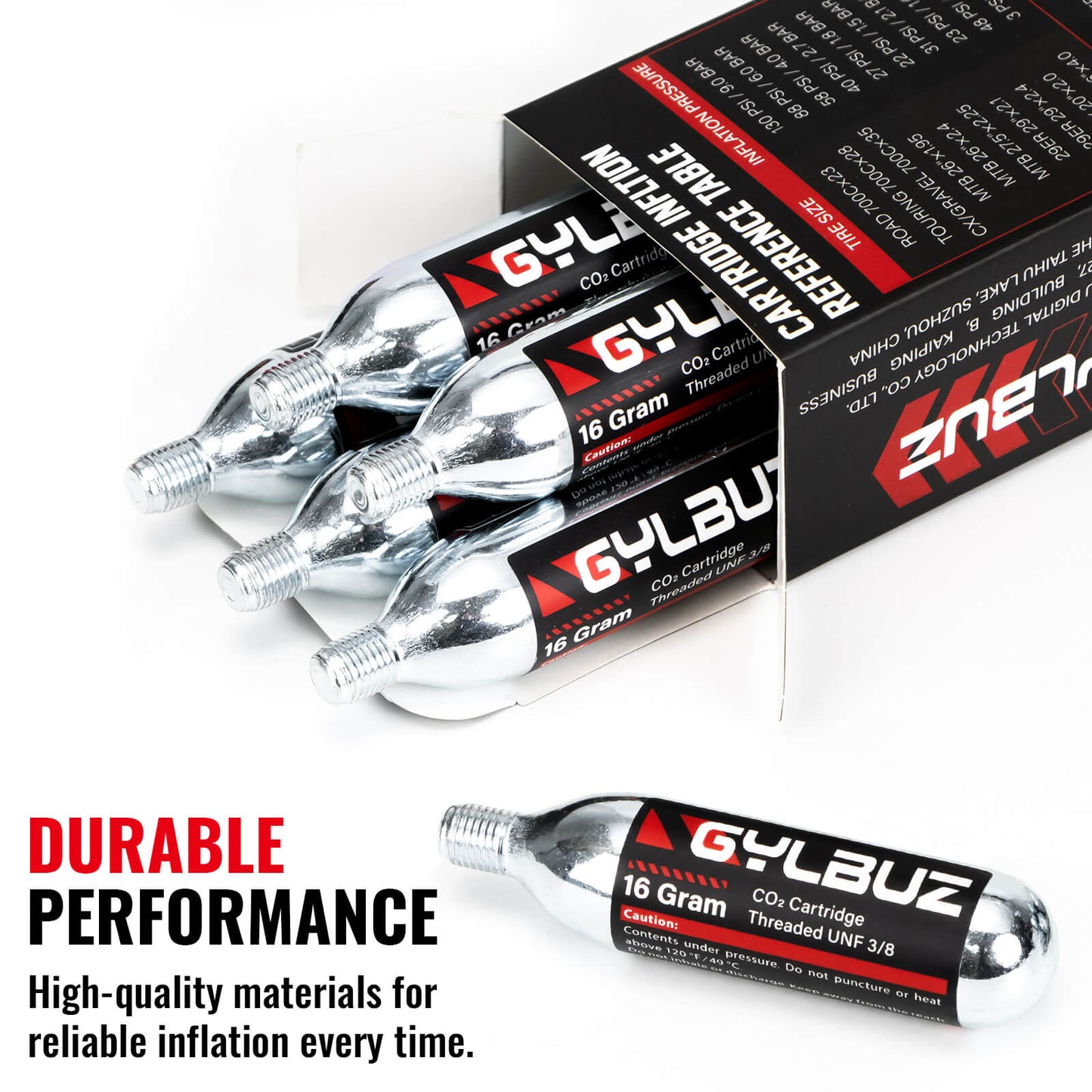 Hycline CO2 inflator set with six 16g cartridges for bike tires and inflatables, compact and easy to use.