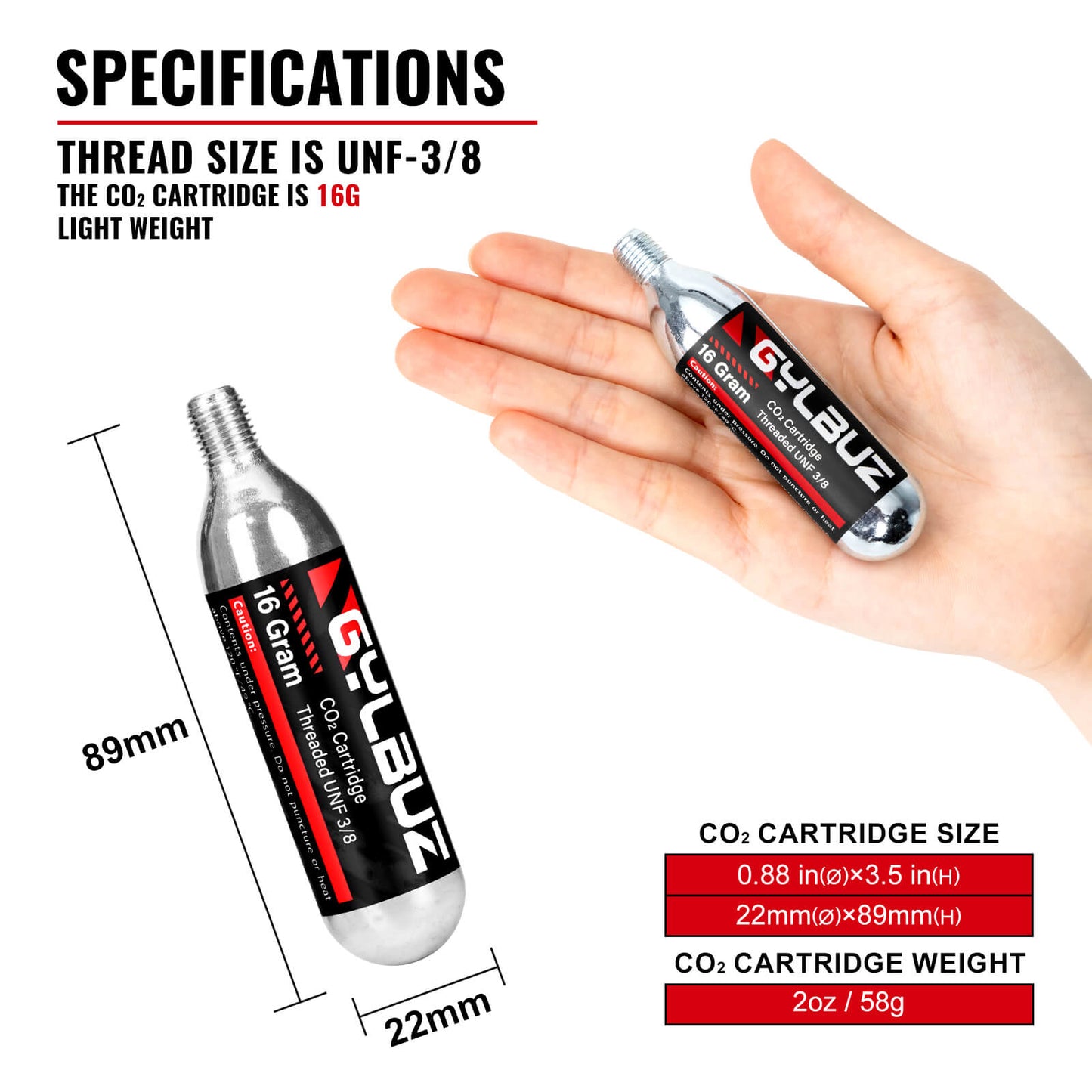 Hycline CO2 inflator set with six 16g cartridges, compact bike tire pump and accessory for quick inflation.