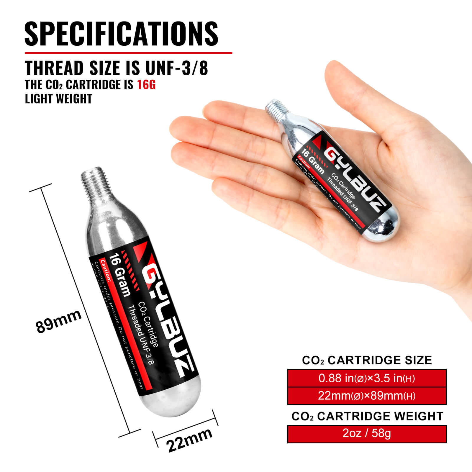 Hycline CO2 inflator set with six 16g cartridges, compact bike tire pump and accessory for quick inflation.