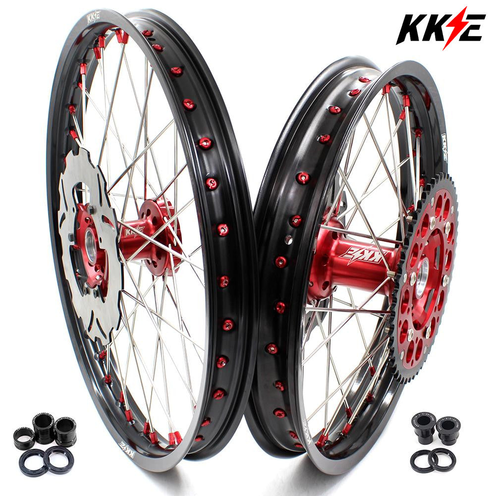 KKE 21&18 21&19 Wheels for HONDA CR125R 1998-2001 CR250R 1997 Red Nipples - Howling Moto