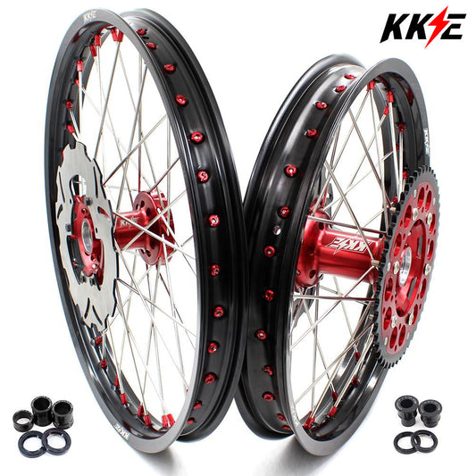 KKE 21&18 21&19 Wheels for HONDA CR125R 1998-2001 CR250R 1997 Red Nipples - Howling Moto